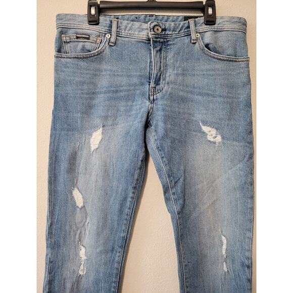 A/X Armani Exchange Jeans Mens 33 x 32 Blue J14 Distressed Denim Skinny - Picture 9 of 9